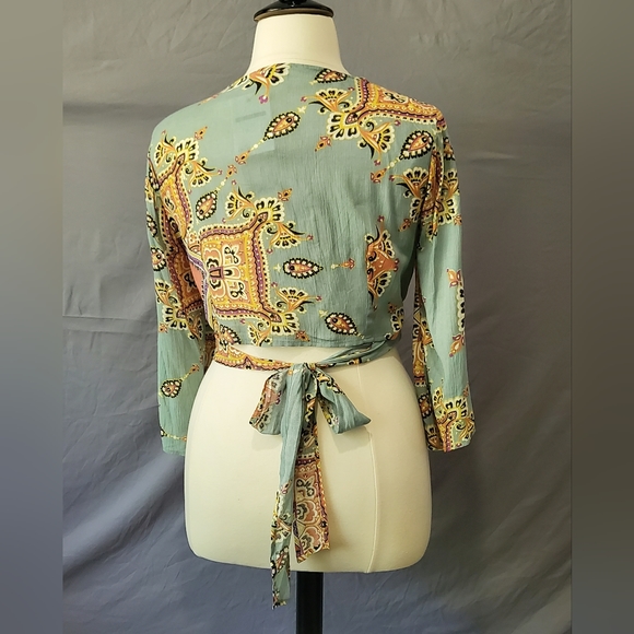 ASOS Curve Paisley Wrap Top Size 14 - Picture 3 of 6